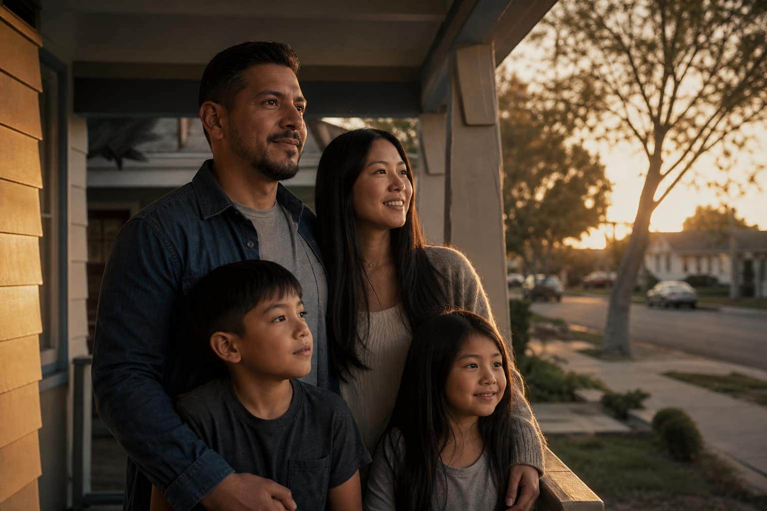 California family at golden hour