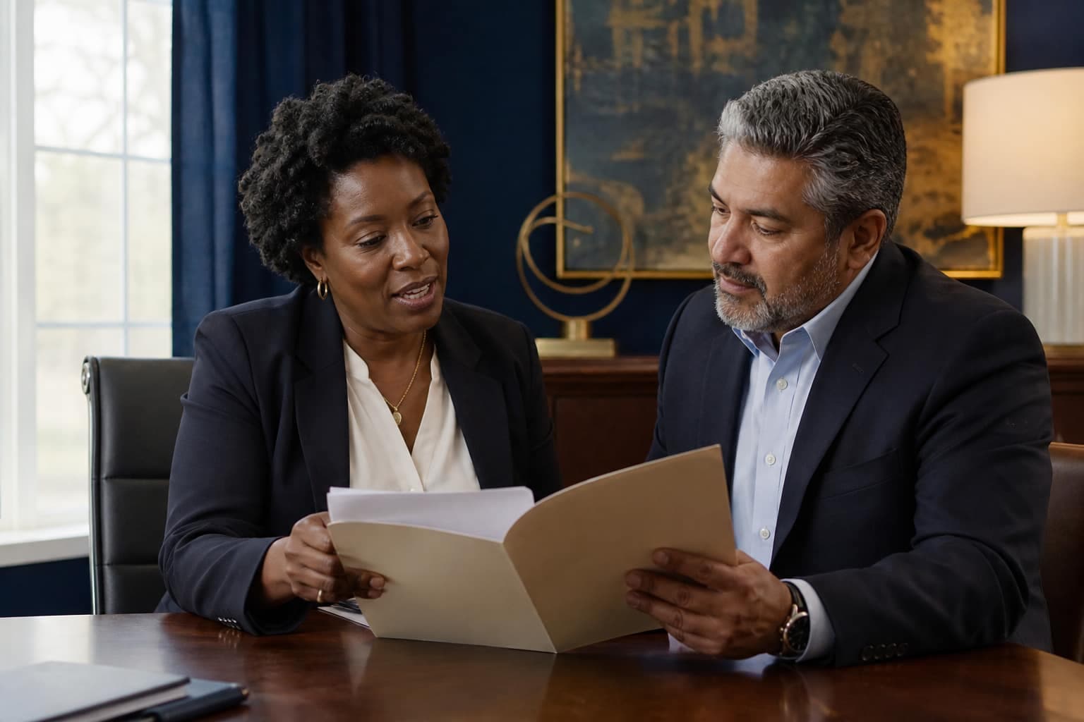 Licensed advisors reviewing a policy